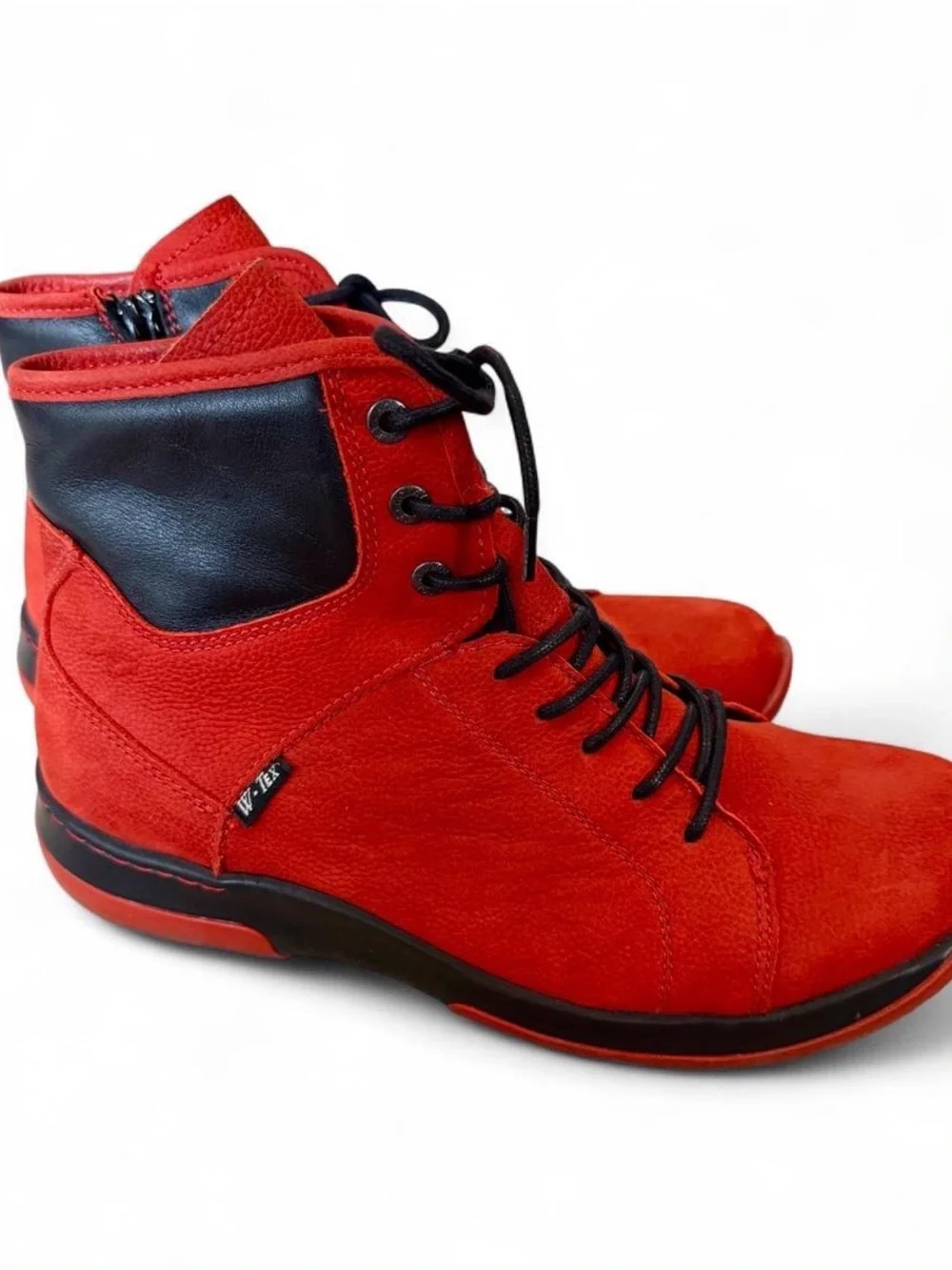 Wolky Ambient Water Resistant Red Black Leather Ankle Boots Women’s Size US 9.5